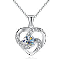 Huitan Crystal Heart Pendant Necklace | Cubic Zirconia Silver Pendant Necklace Axl XL1334 45cm