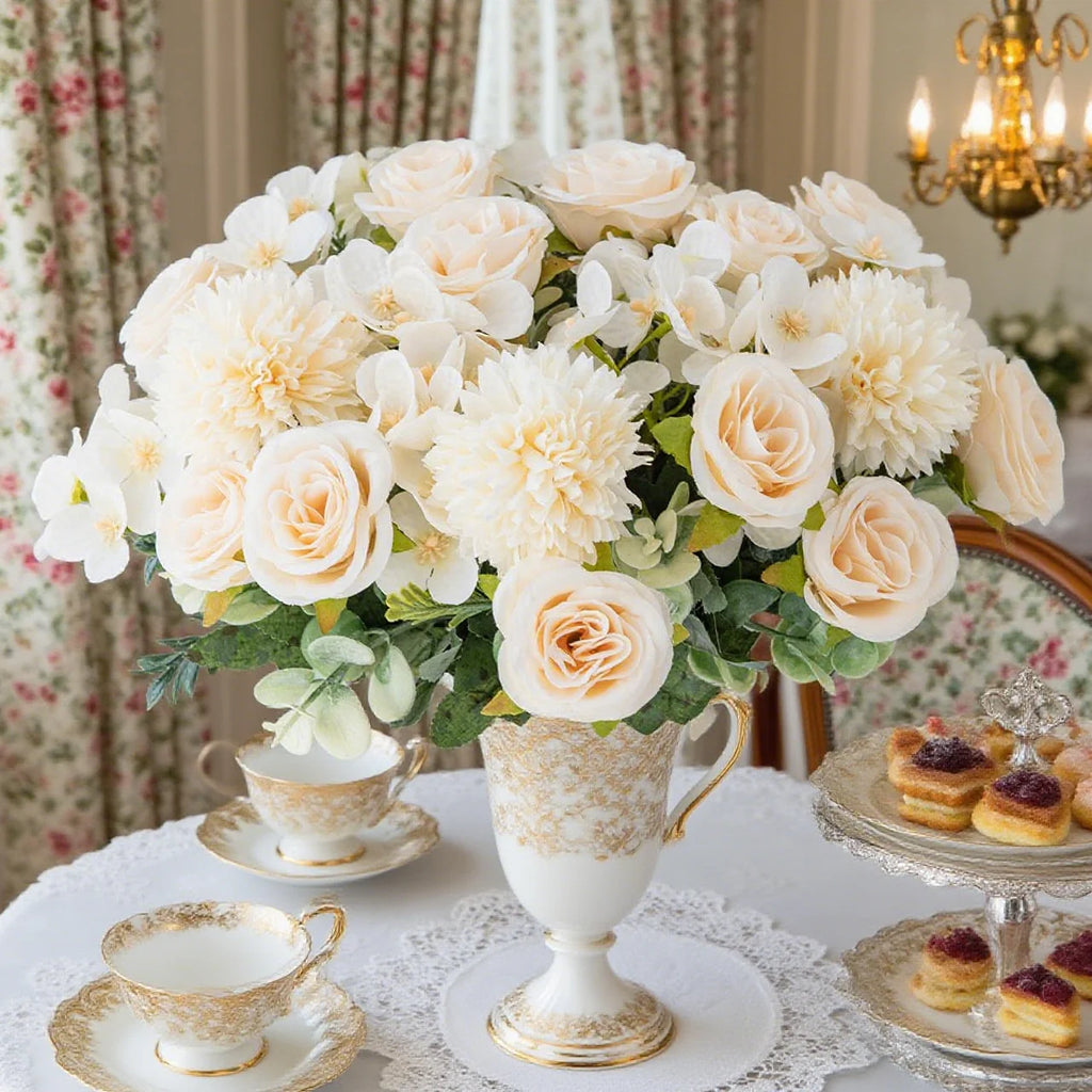 Artificial Silk Rose & Chrysanthemum Bouquet | Wedding Decor Artificial Flower Bouquet Axl