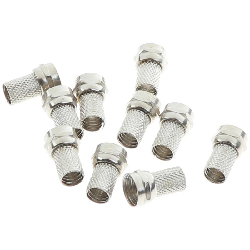 10-Pack Screw-On F Connectors for RG6 Coaxial Cable | Satellite TV Coaxial F Connector Axl