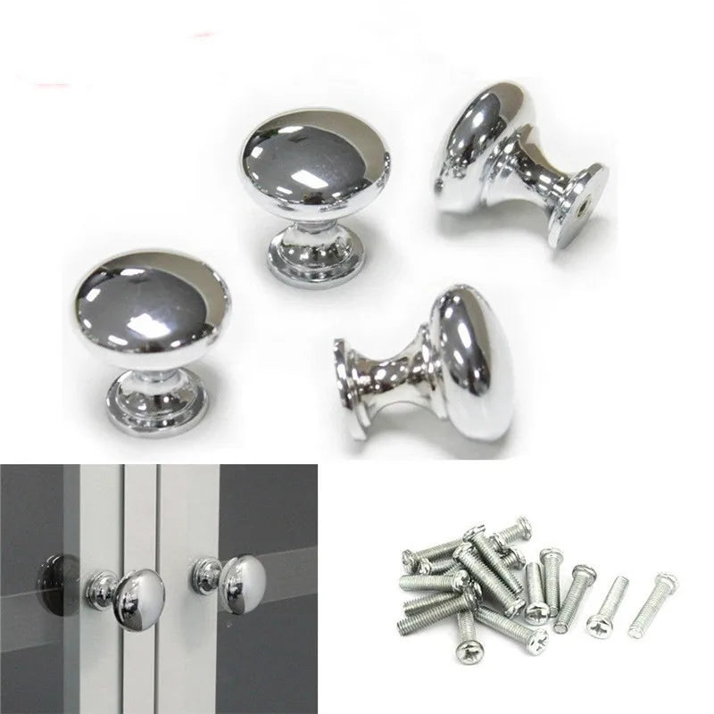 Chrome Round Cabinet Knobs – Silver Metal Door & Drawer Handles Cabinet Knobs Axl