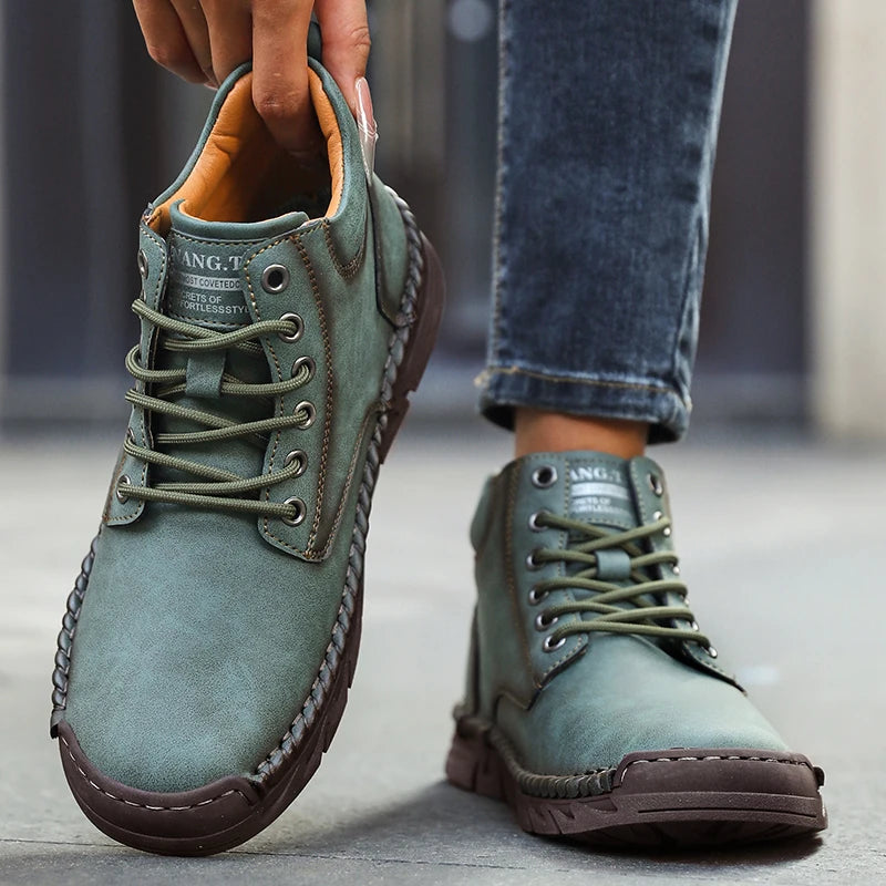 ZULIWAGN Retro Handmade Leather Loafers – Unisex Casual Shoes Casual Leather Loafers Axl Army Green 41