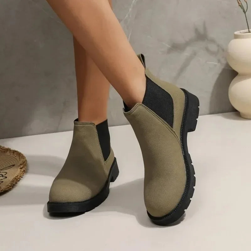Women's Suede Chelsea Ankle Boots – Chunky Platform Slip-On Chelsea Ankle Boots Axl