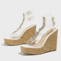 Women's Crystal Platform Wedge Sandals – Open Toe PVC Summer Platform Wedge Sandals Axl White 42