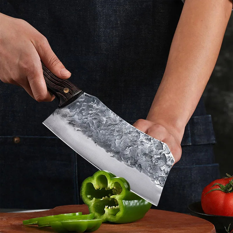 InLeung Forged Stainless Steel Kitchen Cleaver – Wooden Handle Kitchen Cleaver Knife Axl