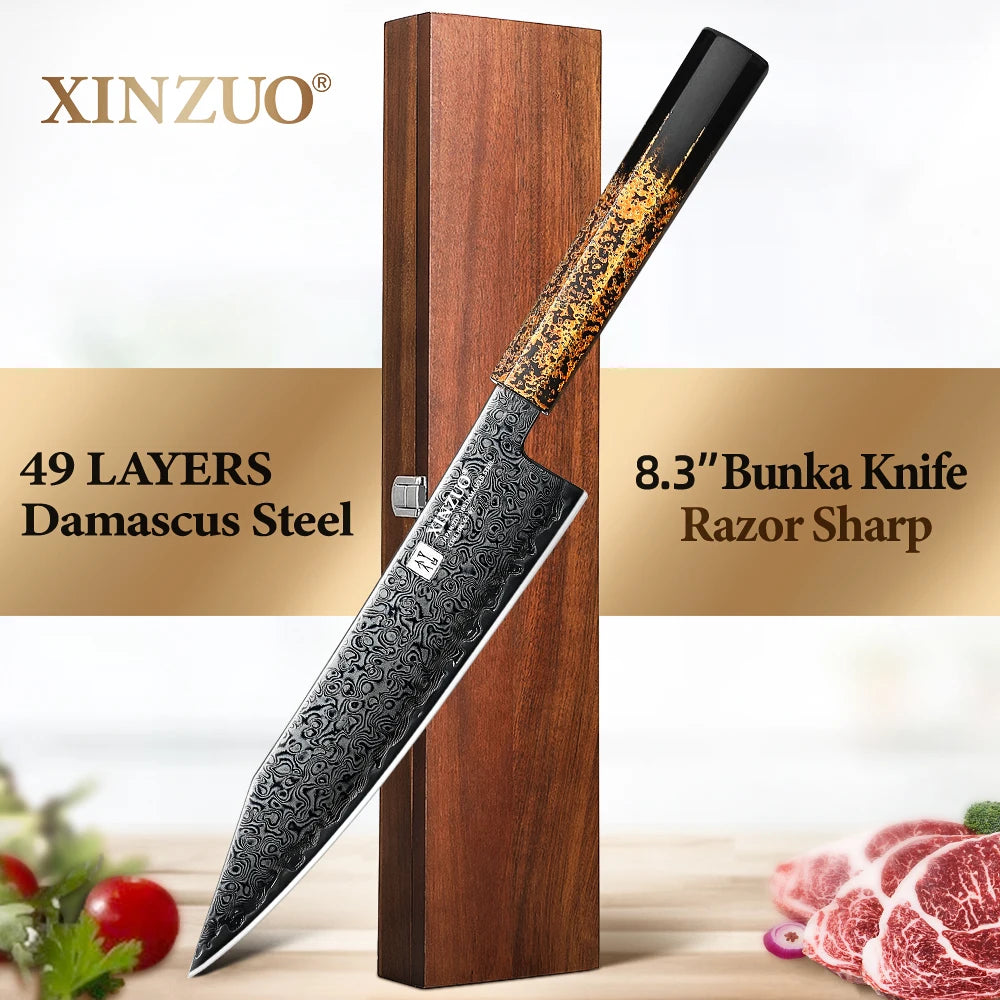 XINZUO 8.3" Kiritsuke Knife ZDP189 Damascus Steel Bunka Japanese Kitchen Knife Axl Default Title