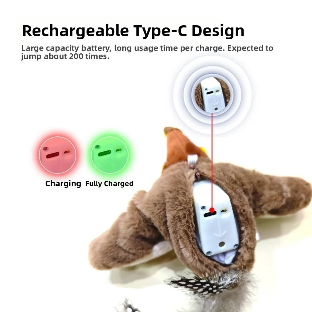 Electronic Flapping Bird Cat Toy – Touch-Activated Chirping Sparrow Interactive Cat Toy Axl