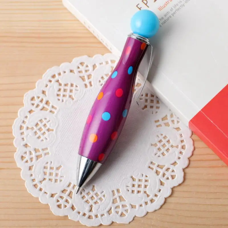 Mini Boho Bowling Shape Ballpoint Pen – Dot Flower Print Novelty Ballpoint Pen Axl A4