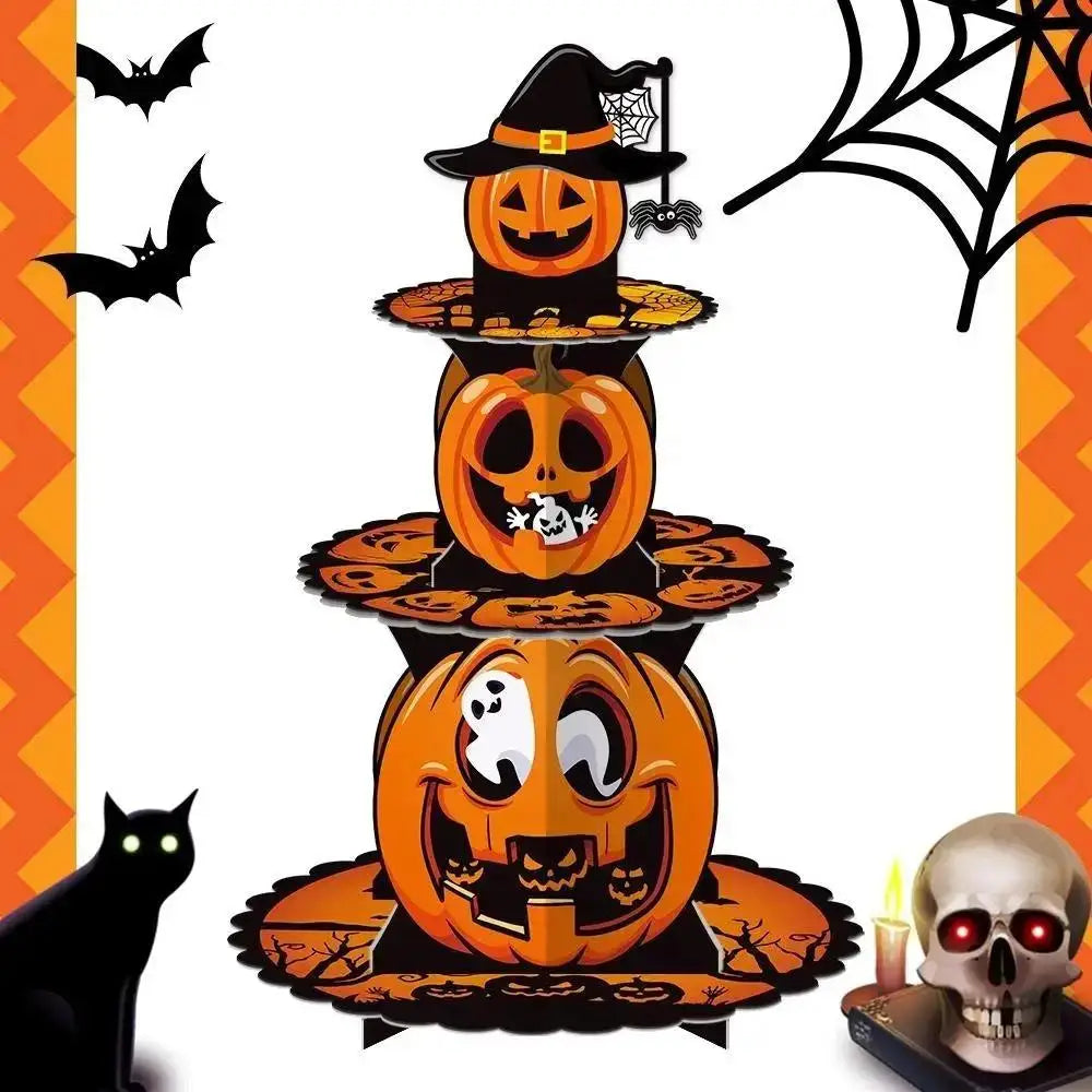 Halloween Pumpkin Multi-Layer Paper Cake Stand | Dessert Rack Halloween Cake Stand Axl