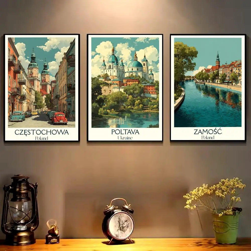 Vintage Poland City HD Canvas Wall Art – Unframed Poster Canvas Wall Art Axl