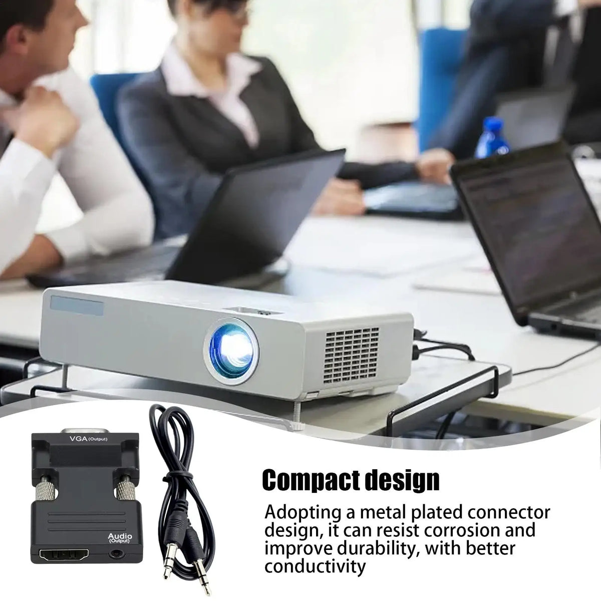 HDMI to VGA Adapter 1080P with 3.5mm Audio – Laptop & Projector Display Adapter Cable Axl