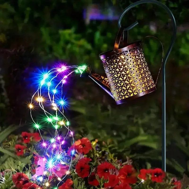 Solar Fairy Watering Can Light – Vintage Metal Garden Decor Solar Garden Light Axl Color Light