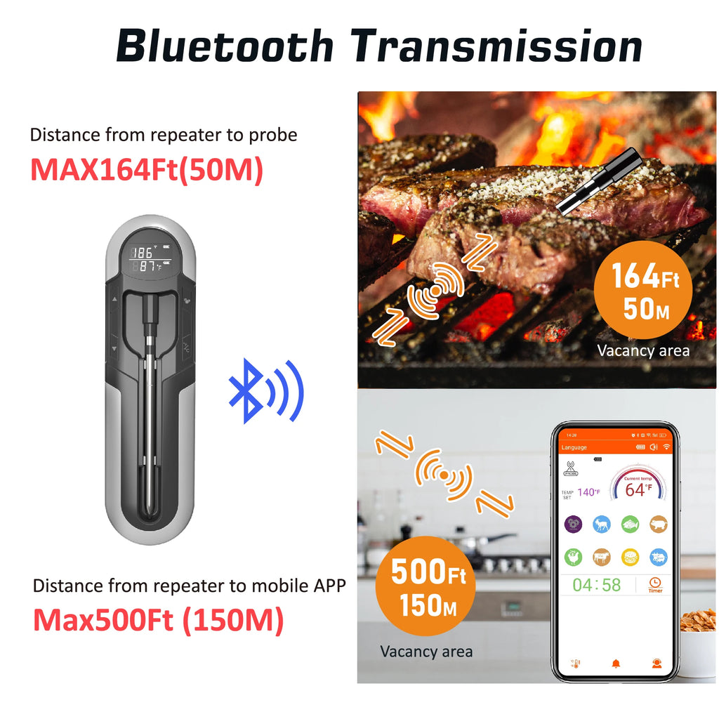 KT THERMO Wireless Bluetooth Meat Thermometer | BBQ & Oven Smart BBQ Thermometer Axl