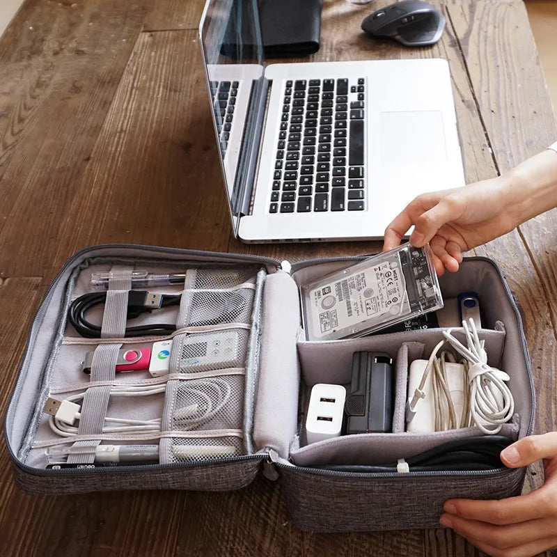 Travel Cable Organizer Bag – USB, Cord & SD Card Storage Cable Organizer Bag Axl