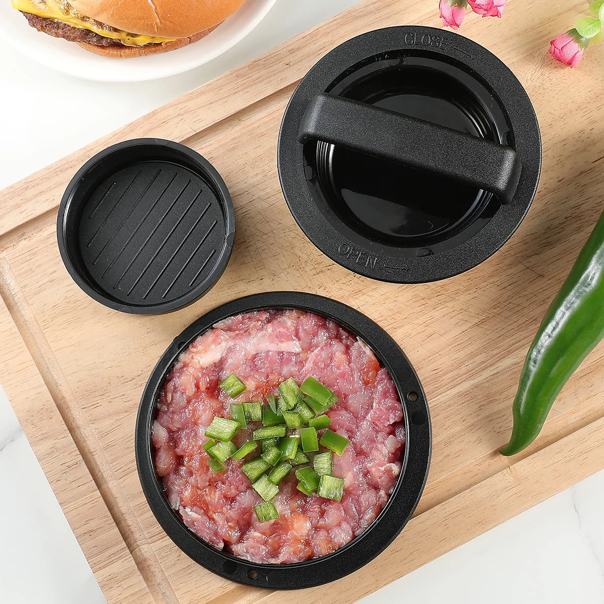 Non-Stick Burger Patty Press Maker – Stuffed Beef Mould Burger Patty Press Axl