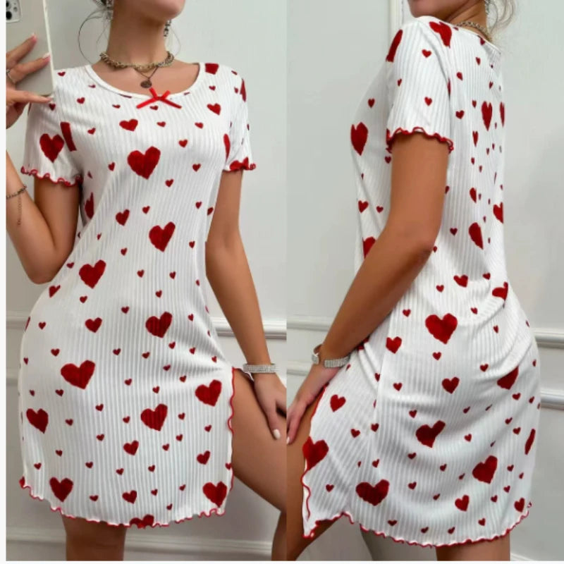 Women's Printed Nightgown Dress – Soft Knit Summer Sleepwear Nightgown Dress Axl
