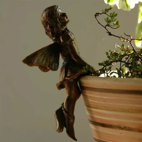 Fairy Angel Pot Hugger Resin Figurine – Garden Cup Hanger Garden Resin Figurine Axl