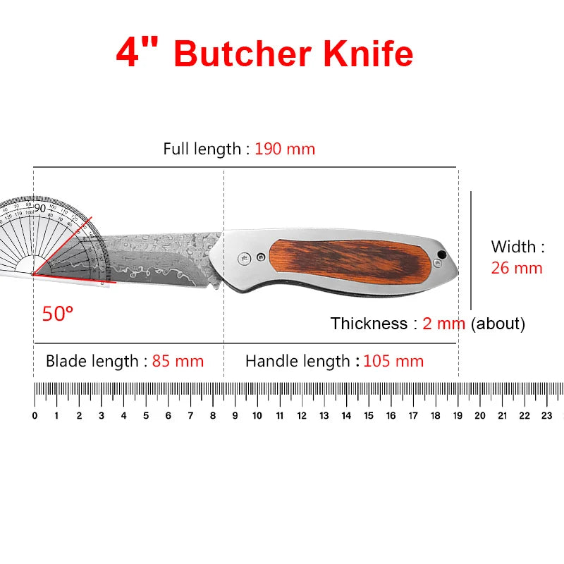 Damascus Steel Boning Knife – Wooden Handle | InLeung Damascus Kitchen Knife Axl