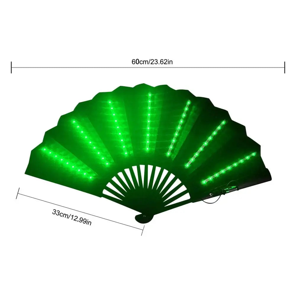 LED Glow Folding Fan – 63 LEDs for Rave, Halloween & Party LED Party Fan Axl Green