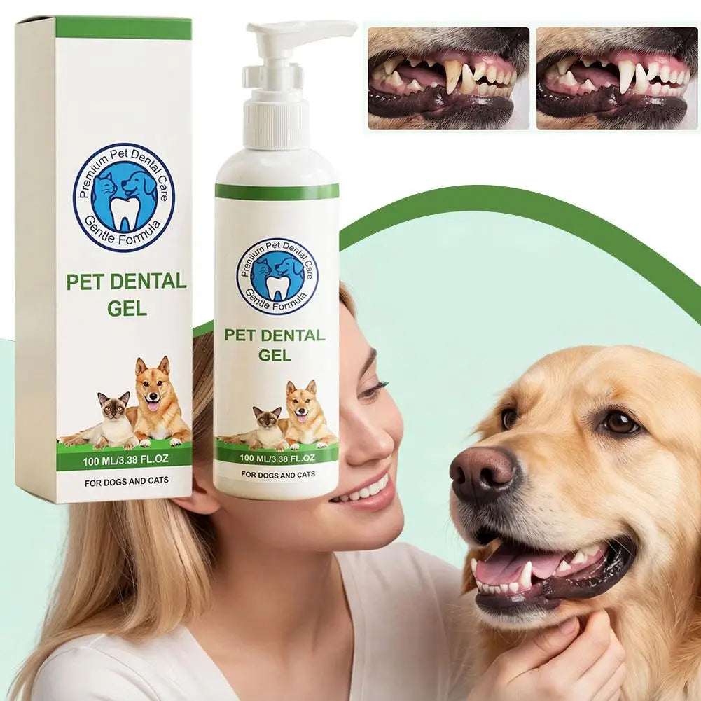 Plant-Based Pet Dental Gel Dogs & Cats – 100ml No-Rinse Pet Dental Gel Axl