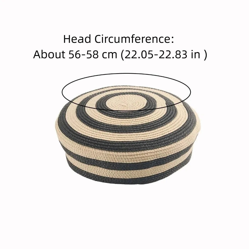 Women's Striped Paper Straw Dome Sun Hat – Lightweight & Elegant Straw Sun Hat Axl