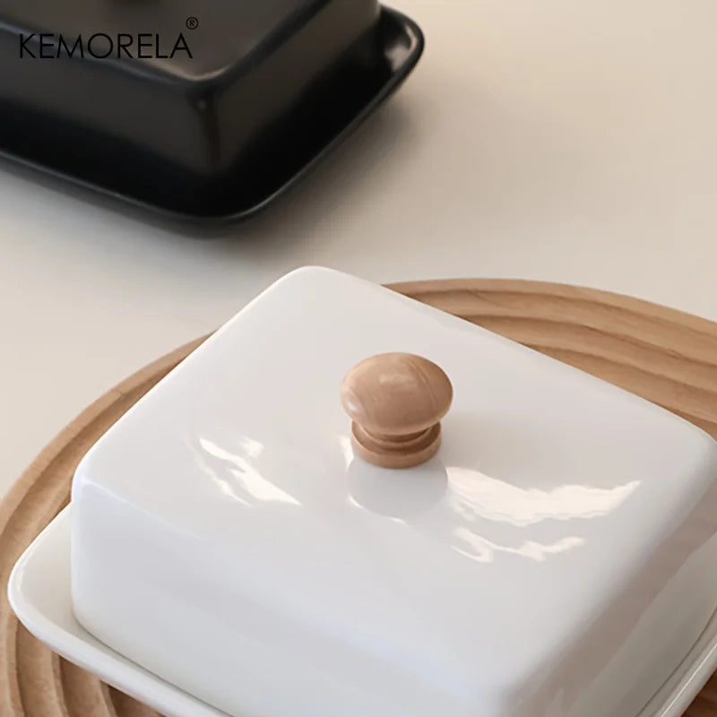 KEMORELA Ceramic Butter Dish with Lid – Cheese Storage Box Ceramic Butter Dish Axl