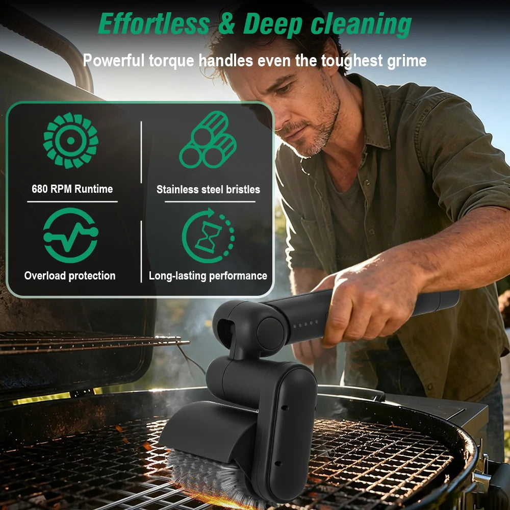 Electric BBQ Grill Cleaner Brush – 3 Heads, 4000mAh Cordless Electric Grill Brush Axl
