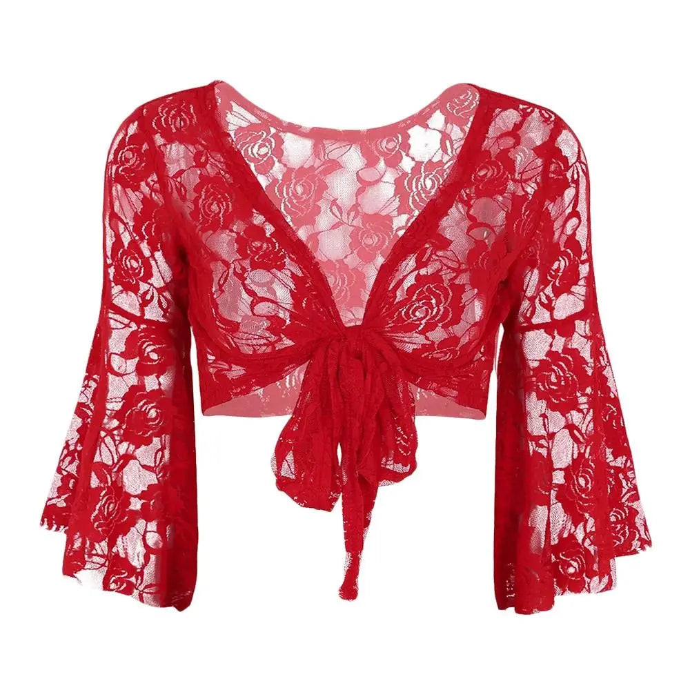 Women's Belly Dance Lace Shrug – Long Sleeve Cardigan Cover Up Dance Lace Shrug Axl