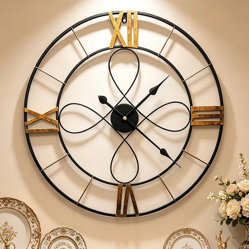Retro Metal Wall Clock – 60cm Silent Large Living Room Decor Wall Clock Axl