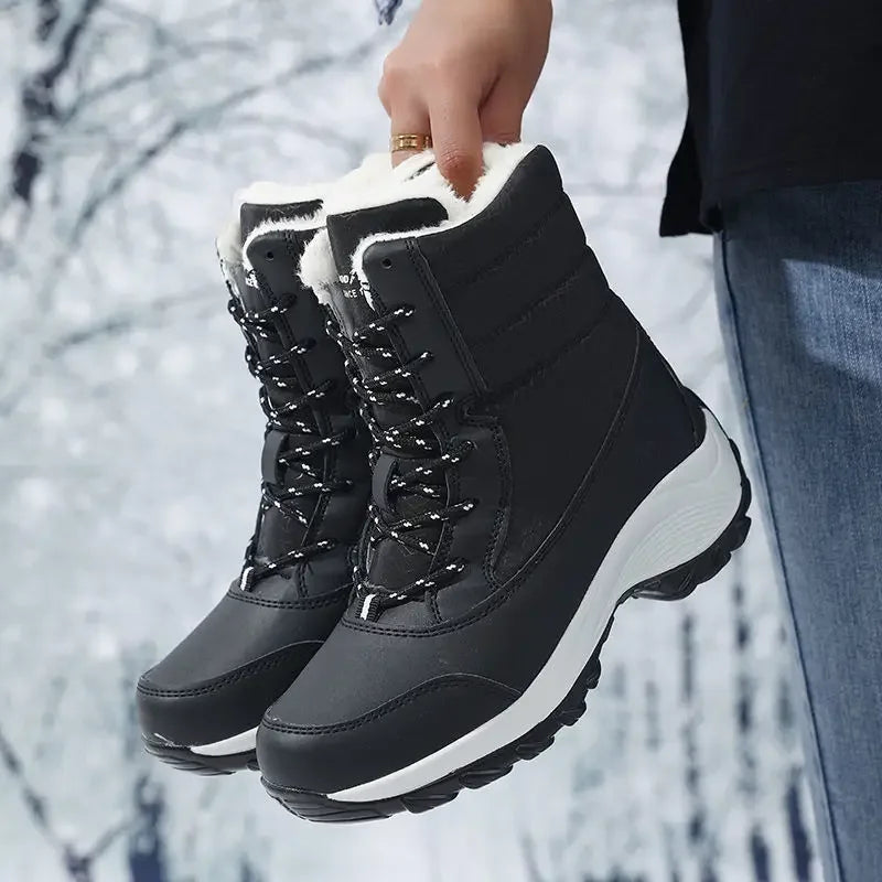 AZGB Women's Fur-Lined Platform Wedge Snow Boots | Winter Women's Snow Boots Axl