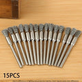 15-Pc Stainless Steel Wire Brush Set for Rotating Tools Wire Brush Set Axl sliver-15pcs