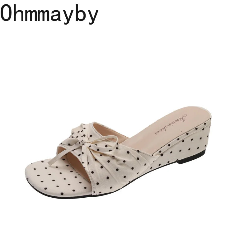 Women's Satin Wedge Slippers – Butterfly-Knot Party Slide Wedge Slide Slippers Axl