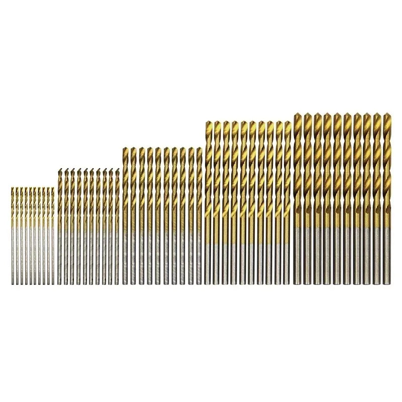 50-Pc Titanium Twist Drill Bit Set 1–3mm | Mini Wood Bits Twist Drill Bit Set Axl