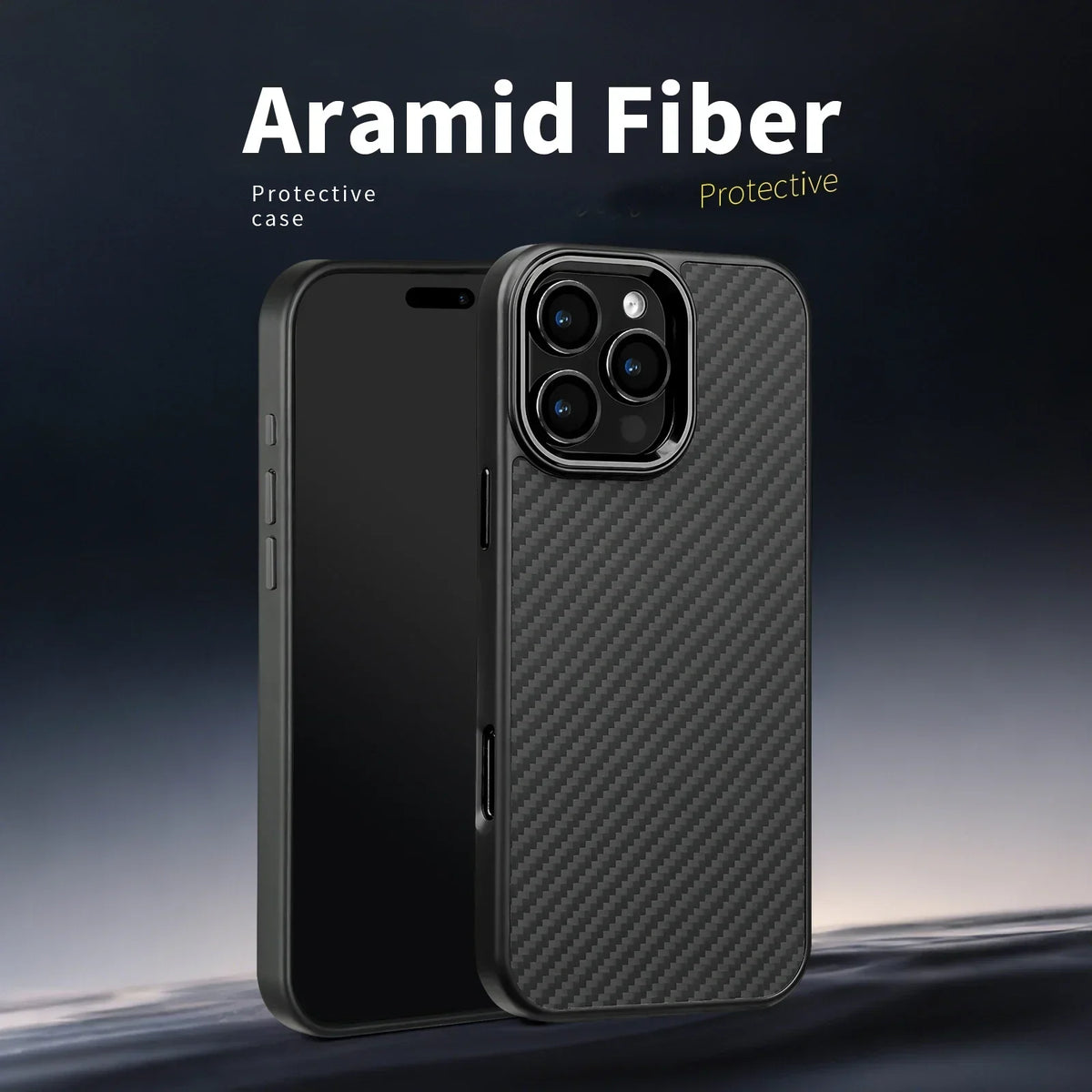 Carbon Fiber Armor iPhone Case – Metal Frame, Wireless Charging Phone Armor Case Axl