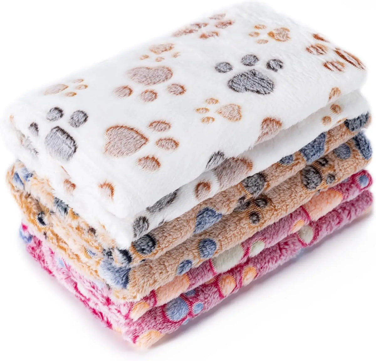 KEMORELA 3-Pack Flannel Paw Print Pet Blanket – Cats & Dogs Pet Blanket Set Axl 3PCS 60X40cm