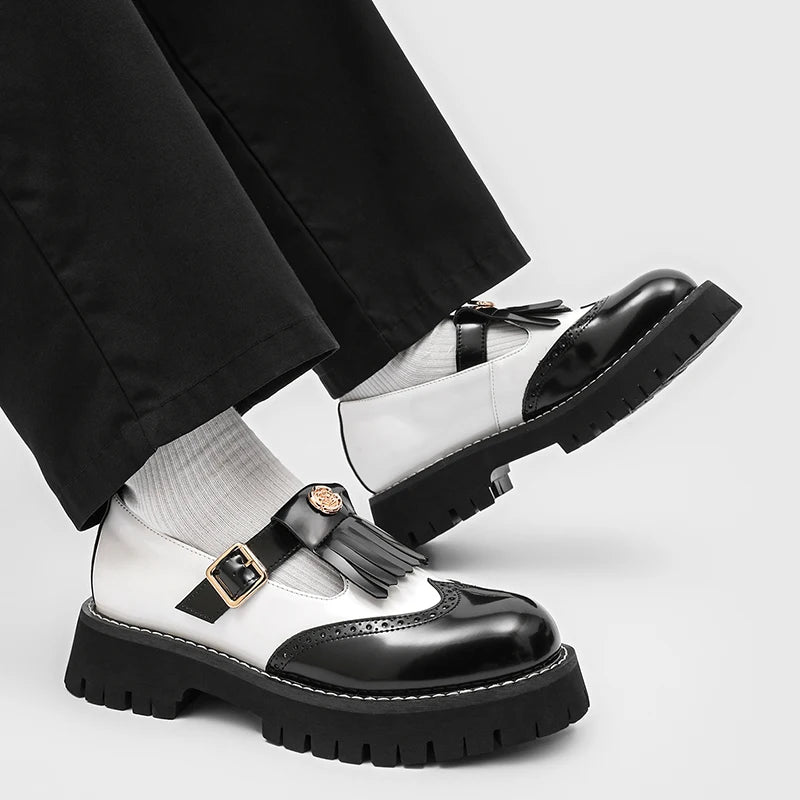 Men's Classic Thick-Sole Derby Loafers | Platform Casual Shoes Men's Derby Loafers Axl