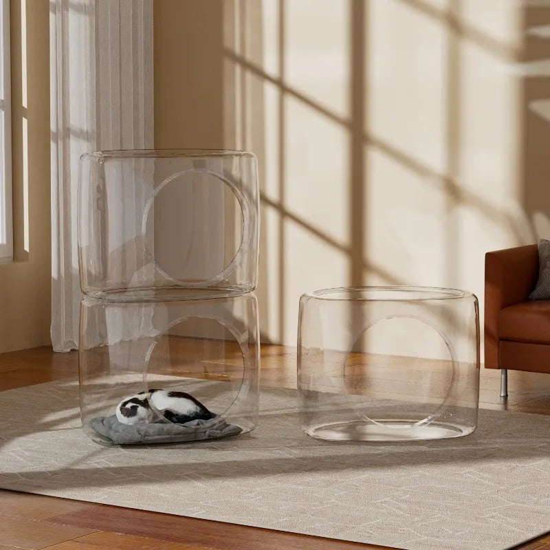 Transparent Space Capsule Cat Bed – Large Semi-Enclosed Nest Cat Bed Axl