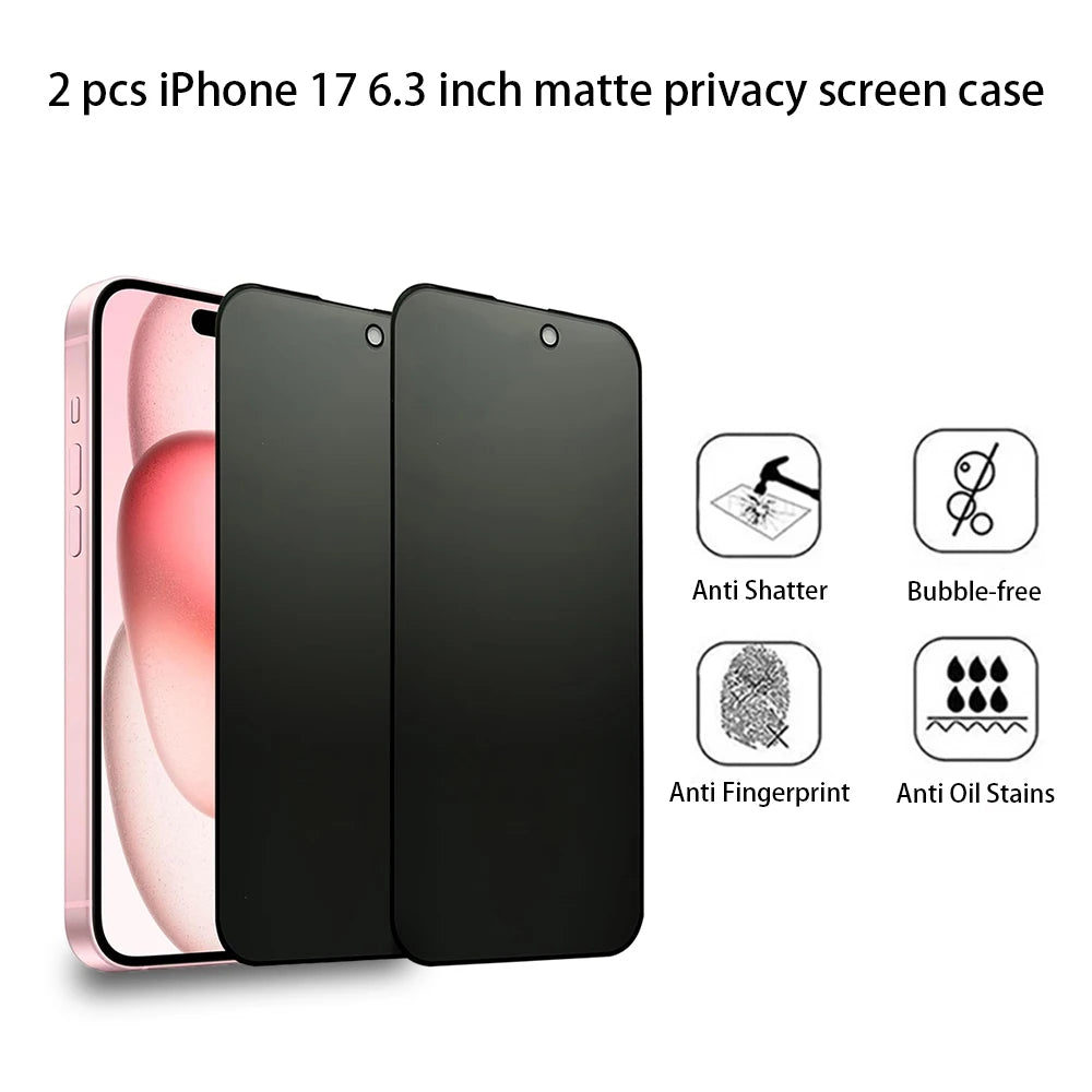 2-Pack Matte Privacy Screen Protector iPhone 17 6.3" Glass Screen Protector Axl 2 Pieces Anti Peeping iPhone17