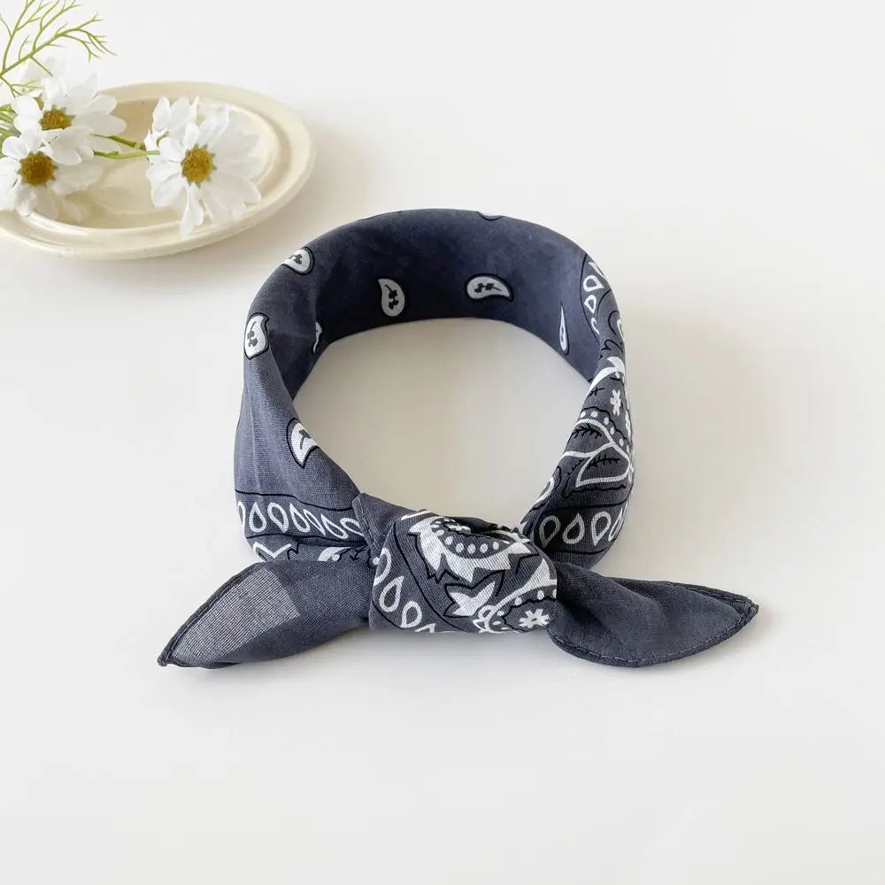 Women's Cashew Print Square Scarf – Cotton Hair Headband 50×50