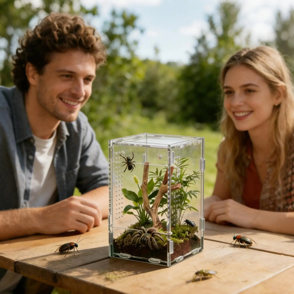 Acrylic Jumping Spider Enclosure – Escape Proof Front Opening Spider Habitat Enclosure Axl