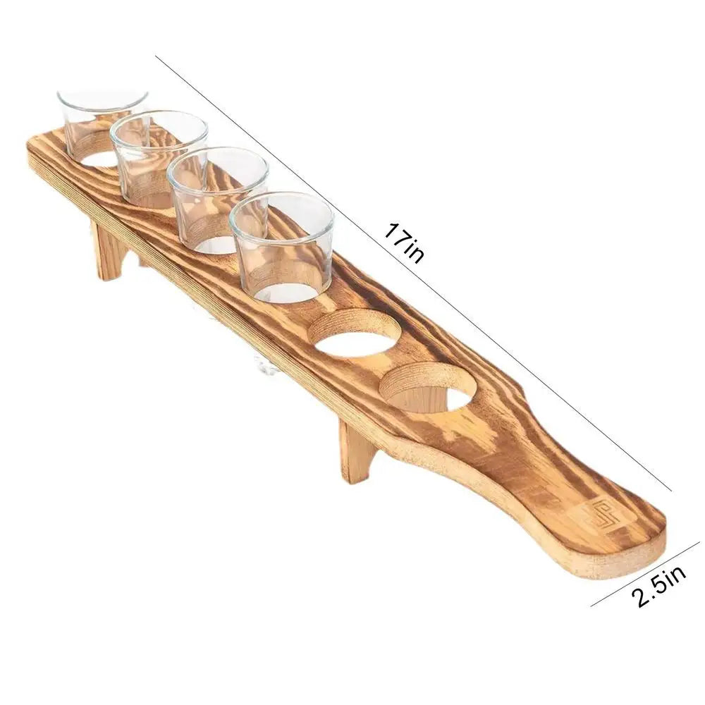 Wooden Shot Glass Serving Tray – 6-Hole Holder for Bar & Party Bar Serving Tray Axl 1pcs