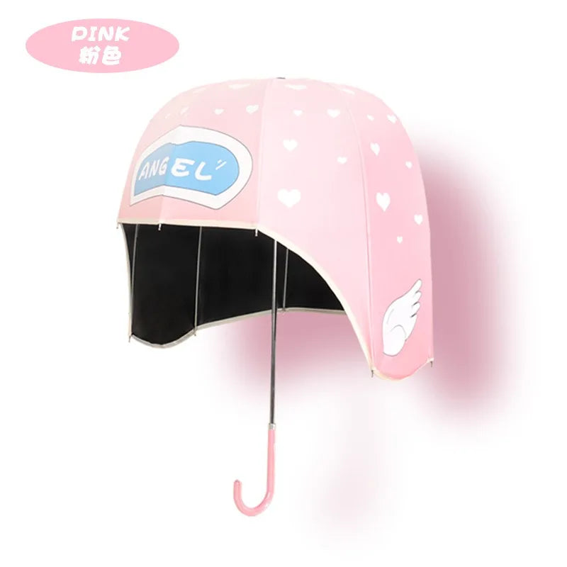 Kids Cartoon Long Handle Umbrella – Sun & Rain Parasol Hat Kids Cartoon Umbrella Axl Child Pink