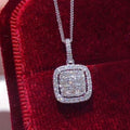 Huitan Square CZ Pendant Necklace – Silver Fashion Jewelry Pendant Necklace Axl XL722 42cm 5cm