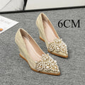 Pearl Embroidered Wedding Pumps – Pointed Toe Wedge Heels Wedding Pumps Axl apricot-6CM 38