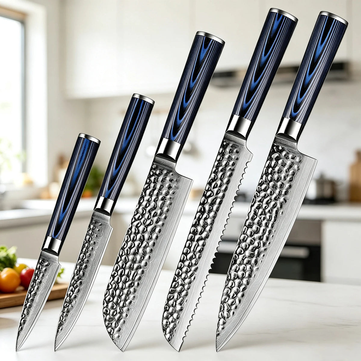 XITUO 6-Pc Damascus Steel Chef Knife Set | VG-10 G10 Handle Kitchen Knife Set Axl 5PCS Knife