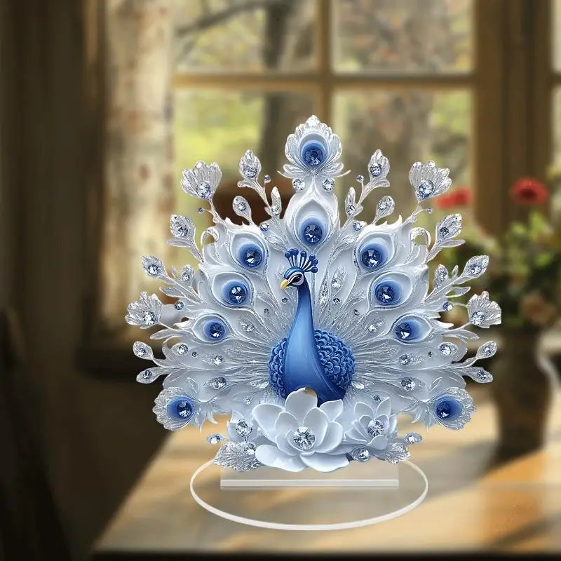10cm Plastic Peacock Figurine – Desktop Decor & Gift Ornament Desktop Figurine Axl