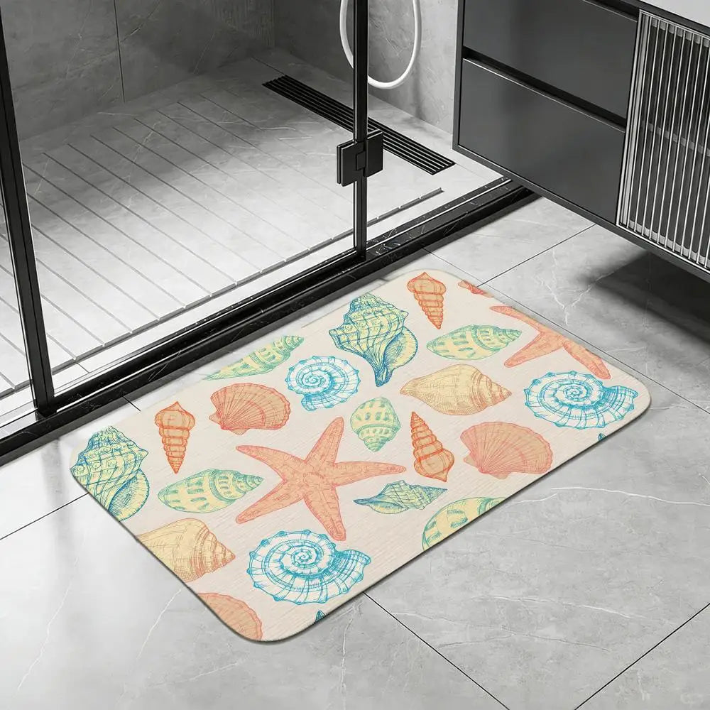 Mediterranean Shell Diatomite Bath Mat – Quick Dry Non-Slip Diatomite Bath Mat Axl White2 50x80cm