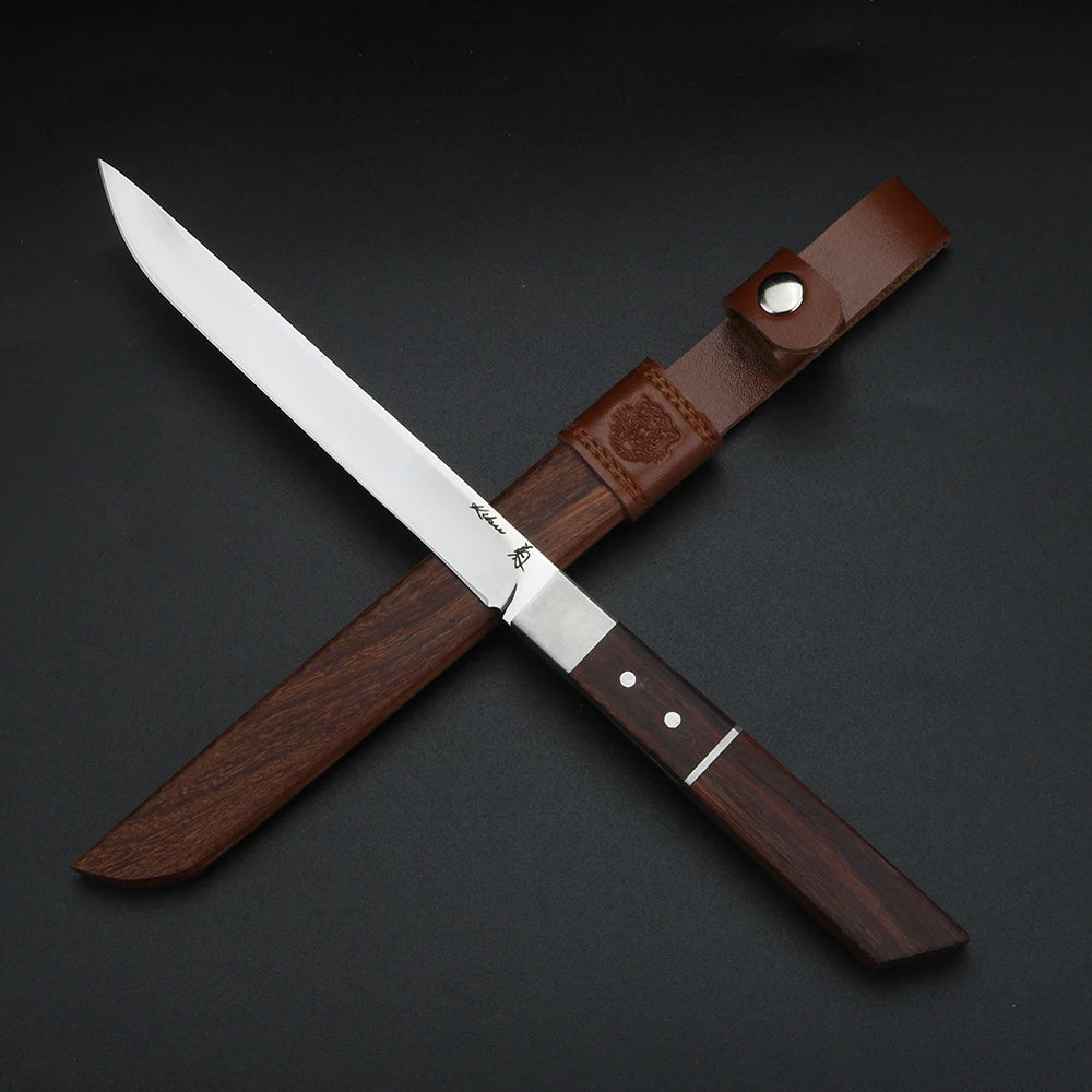 XUAN FENG D2 Steel Chef Knife – Sharp Wood Handle Meat Knife Chef Kitchen Knife Axl WHITE