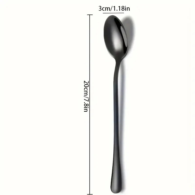 6-Piece Long Handle Stainless Steel Stirring Spoons | 7.87" Stirring Spoon Set Axl