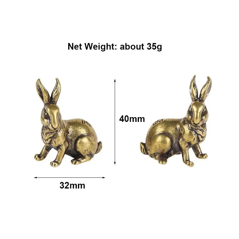 Antique Copper Zodiac Rabbit Statues – Brass Miniature Figurine Pair Brass Miniature Figurine Axl