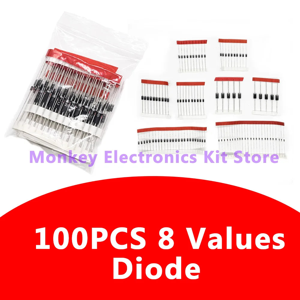 100PCS 8-Value Diode Kit – Schottky & Fast Switching Set Diode Component Kit Axl Default Title